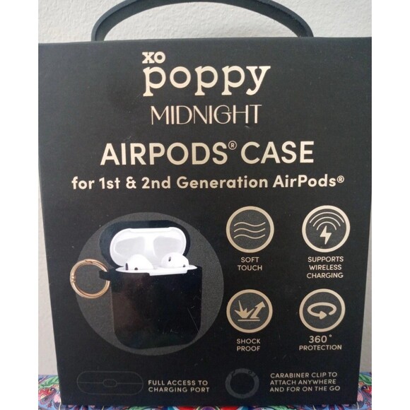 XO Poppy AirPods Case Midnight Black (1st & 2nd Generation) NIB - Picture 2 of 3